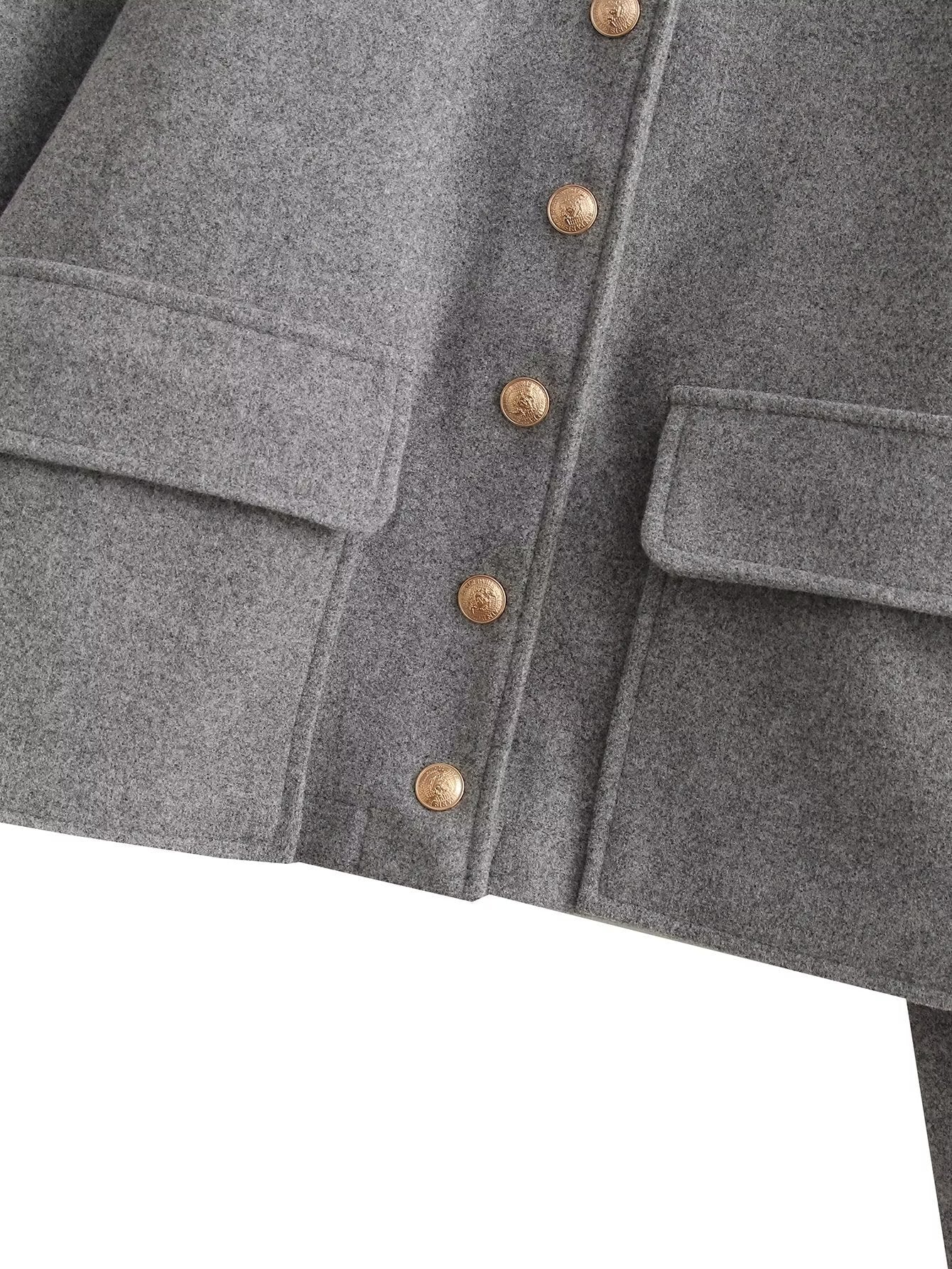 Veste courte en tweed de style classique à revers mélangé français