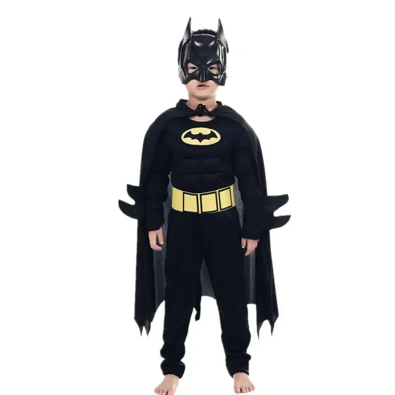 Costume de super-héros musclé pour garçons avec masque et cape, Halloween Cosplay