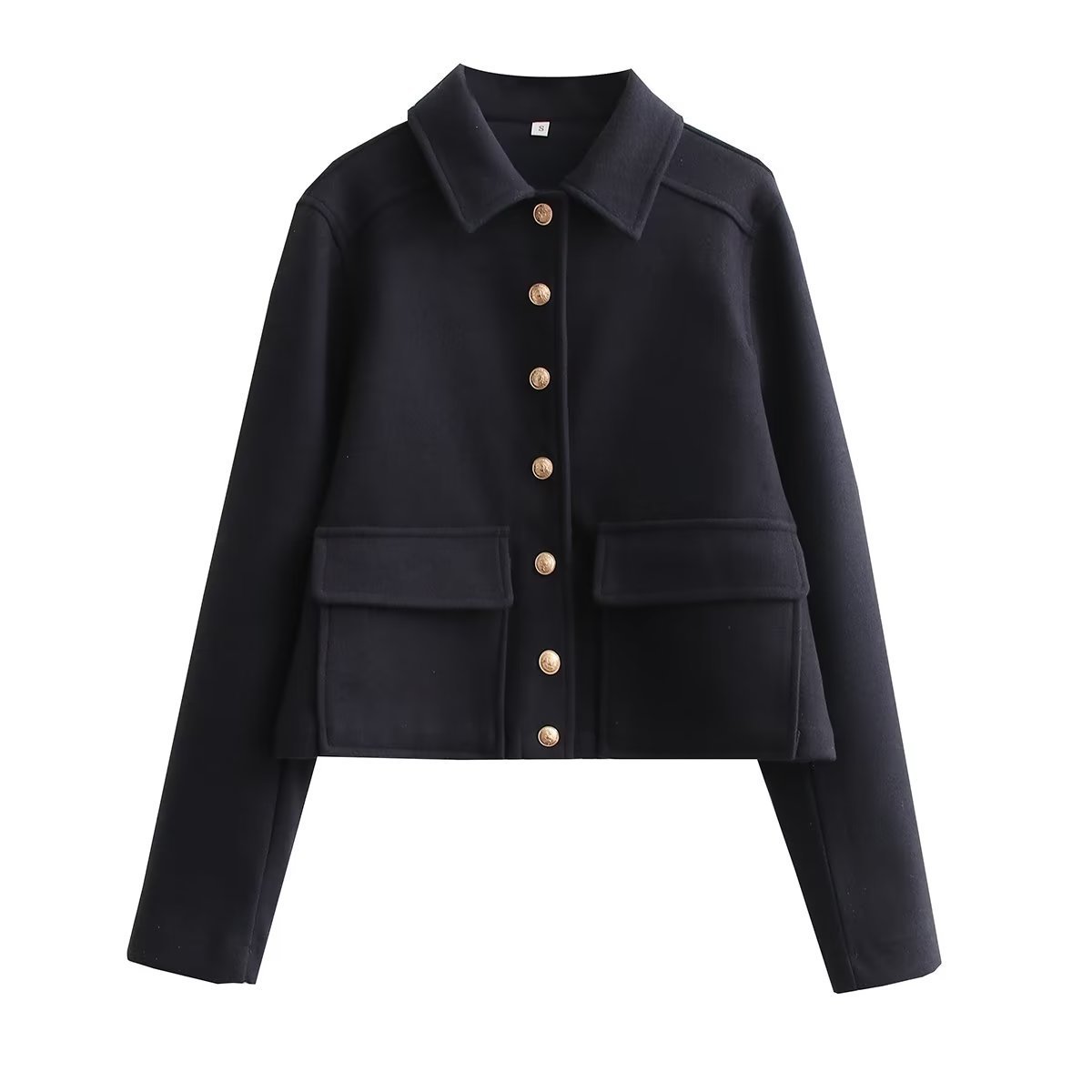 Veste courte en tweed de style classique à revers mélangé français