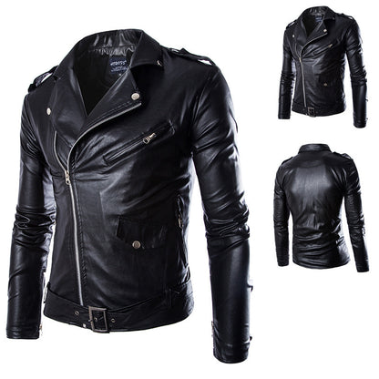 Blouson slim en cuir pour homme