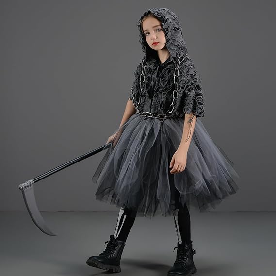 Costume d'Halloween pour filles - Cosplay fantôme et cape noire