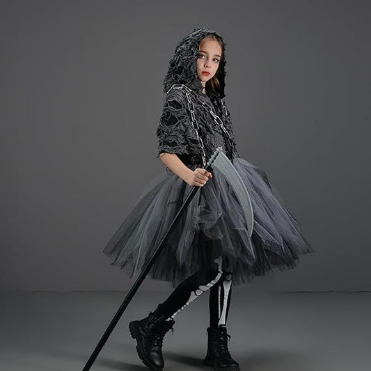 Costume d'Halloween pour filles - Cosplay fantôme et cape noire