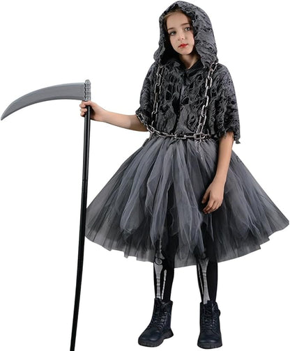 Costume d'Halloween pour filles - Cosplay fantôme et cape noire