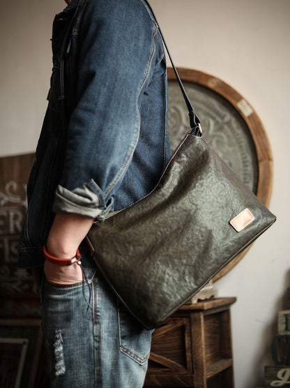 Sac Messenger en Cuir de Vachette pour Homme à Bandoulière Unique