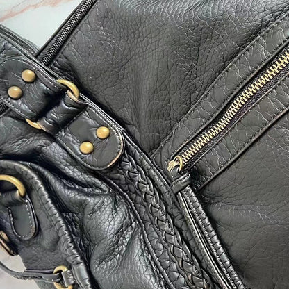 Sac à bandoulière vintage en cuir style biker français