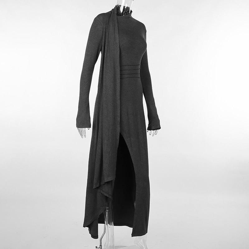 Robe ajustée en maille à manches longues pour femme tendance automne