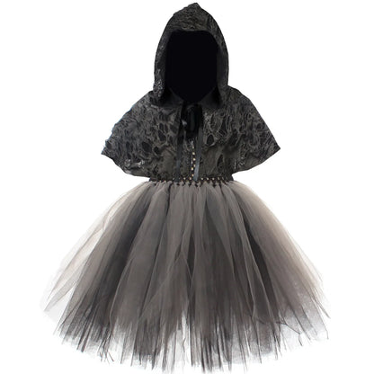 Costume d'Halloween pour filles - Cosplay fantôme et cape noire